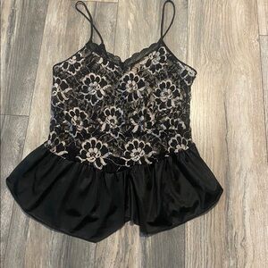 Black and White Lace Camisole Top